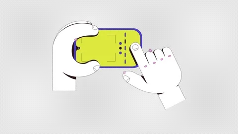 Taking photo blank phone camera focus neubrutalism user interaction animation Stock Footage 334872169