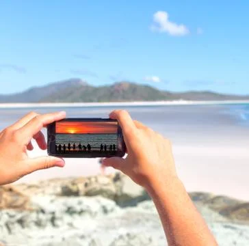 Taking photo with the cell Stock-Fotos