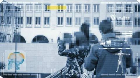 Taking photo - interface - digital  scan - blue - HD Stock Footage 68994805