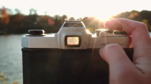 Taking Photo with Vintage Camera Video stock 69071012