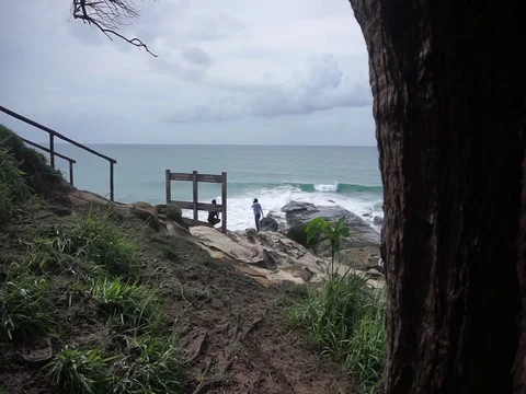 Taking photos at beach Stock Footage 123757272