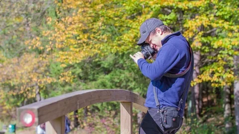Taking photos of the bridge Stock Footage 83777170