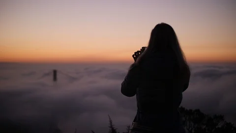 Taking Photos In The Clouds Stock Footage 97697048