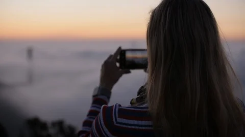 Taking Photos In The Clouds Stock Footage 97697096