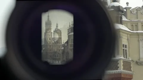 Taking a picture with an analog camera concept Stock Footage 20586221