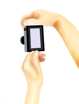 Taking A Picture with A Compact Digital Camera Stock Illustration