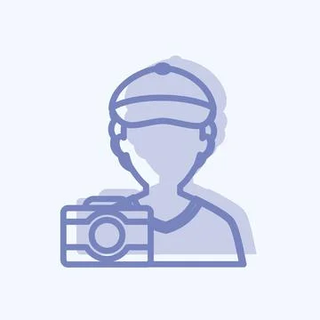 Taking picture Icon in trendy two tone style isolated on soft blue background Stock Illustration