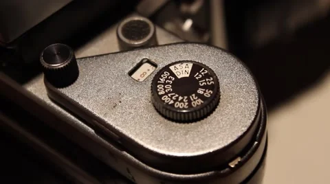 Taking a picture with old camera close-up Stock Footage 49240334