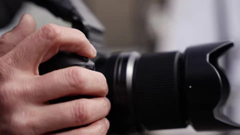Taking pictures with flash close-up hand Video stock 285081857