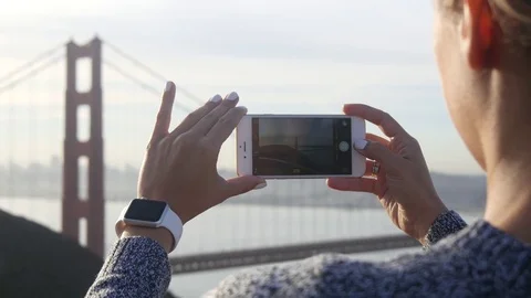 Taking Pictures with Mobile Stock Footage 71943138