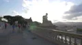 Taking pictures on the National Palace's terrace in Barcelona 4k or 4k+ Resolution