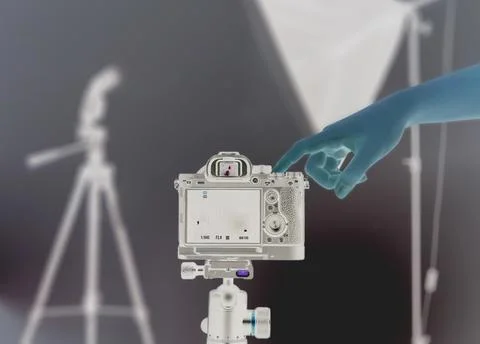 Taking pictures in the studio with a light difference blender mode. Stock Photos