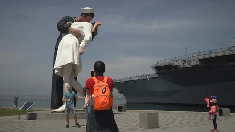 Taking pictures at the "Unconditional Surrender" Stock Footage 87103430