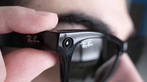 Taking Pictures Using Smart Glasses By Pressing a Button Stock Footage 263823937