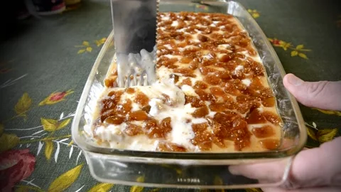 Taking a piece of fig cake 1 動画素材 147909662