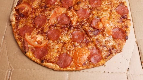 Taking piece of pizza. Stock Footage 71410553