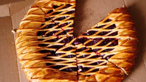 Taking pieces of pie. Time lapse. Stock Footage 70671611