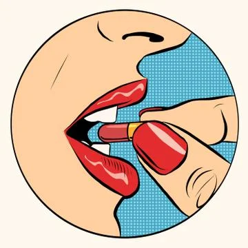 Taking the pill medication Stock Illustration