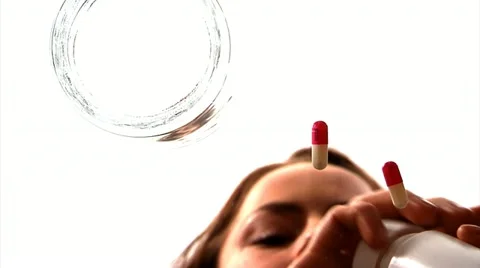 Taking pills with water Stock Footage 22666755
