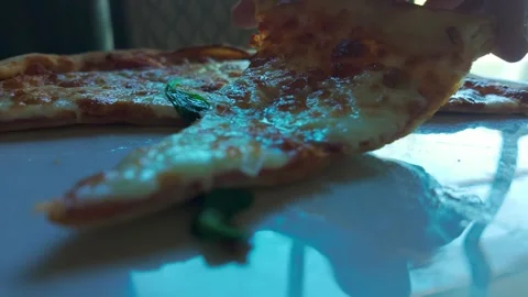 Taking Pizza Slice Symbolizing Food Inflation And Rising Cost Of Living Crisis Stock Footage 341922864