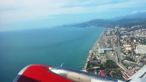 Taking Off By Plane Over Coast Vídeo Stock 286357913