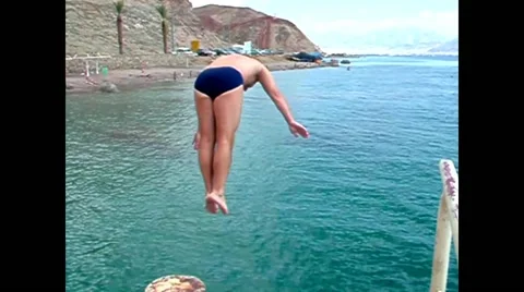 Taking the Plunge. Slow motion Stock Footage 43726711