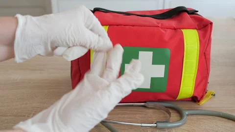 Taking off protective gloves Stock Footage 134305568