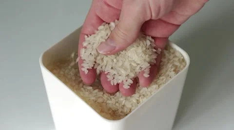 Taking rice with hand from a container 動画素材 66757043