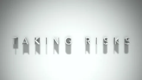 Taking risks 3D title animation white text on a white background Stock Footage 299380620