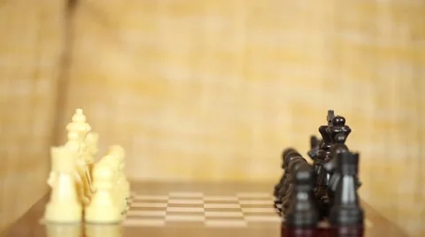 Taking risks, close-up of a man playing chess. a happy family. Stock Footage 64156338