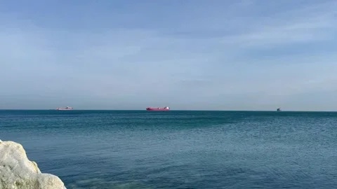 Taking off from a rock over the sea Stock Footage 240380642