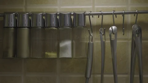 Taking the salt from the kitchen shelf Stock-Footage 88212391
