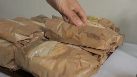 Taking a sandwich, catering Stock Footage 91008414