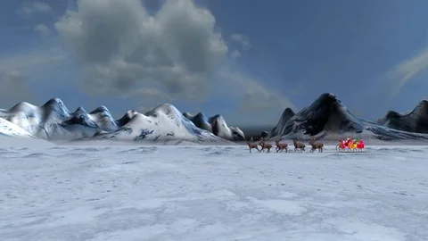 Taking off Santa's sleigh with snowfall Stock Footage 119009743