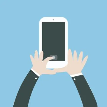 Taking a self with smart phone, Flat design, Selfie concept Stock Illustration