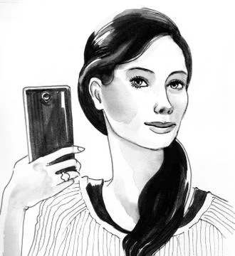 Taking selfie Stock Illustration