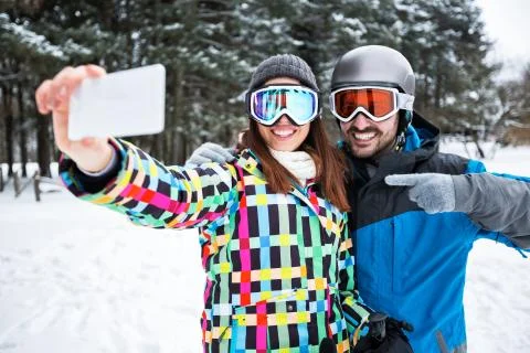Taking selfie on vacation Stock Photos