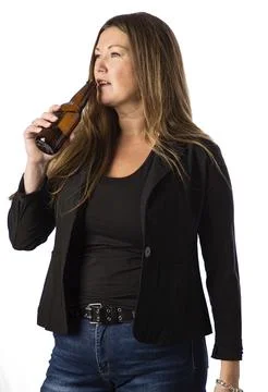 Taking a sip of beer Stock-Fotos