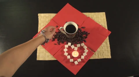 Taking A Sip Out Of A Coffee Mug Above-Shot Stock Footage 34611863