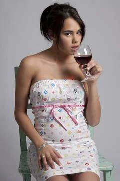 Taking a sip Foto stock