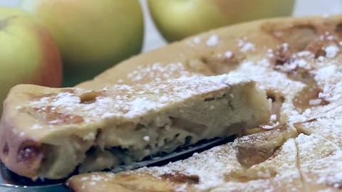 Taking a slice of apple pie Stock Footage 96054442