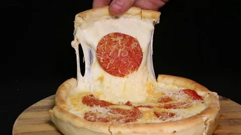 Taking A Slice Of Pizza With hand Stock Footage 83516090