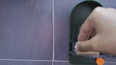 Taking a soap from soap dish Stock Footage 243419578