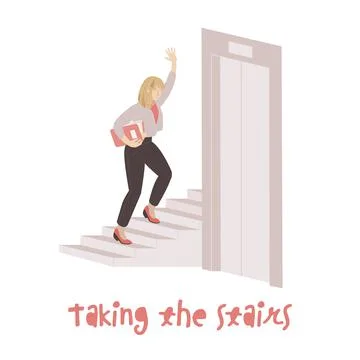 Taking the stairs image. Editable vector illustration イラスト素材