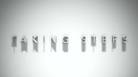 Taking steps 3D title animation white text on a white background Stock Footage 299380402