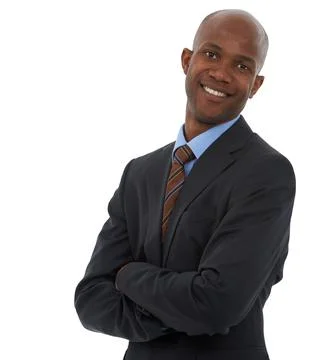 Taking success as it comes. A successful african american businessman isolated Stock Photos