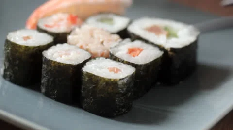 Taking sushi roll Stock Footage 23246132