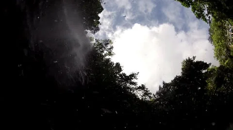 Taking a Swim Under a Waterfall Vídeo Stock 25853466