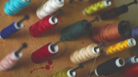 Taking threads spool Stock Footage 141382750