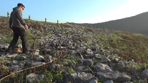 Taking time lapse on rocks at the morning time in Chiang Mai, Thailand Stock Footage 100896242
